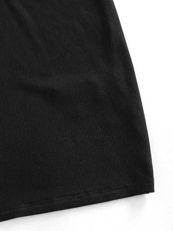 Ribbed One Shoulder Cutout Bodycon Dress - Bodycon Dresses - INS | Online Fashion Free Shipping Clothing, Dresses, Tops, Shoes - 02/09/2021 - Black - Bodycon Dresses