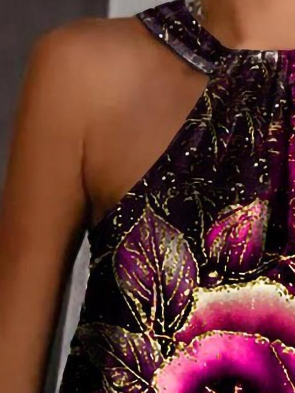 Rose Print Halterneck Strapless Tank Top - Tank Tops - INS | Online Fashion Free Shipping Clothing, Dresses, Tops, Shoes - 15/06/2021 - Color_Black - Color_Blue
