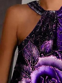 Rose Print Halterneck Strapless Tank Top - Tank Tops - INS | Online Fashion Free Shipping Clothing, Dresses, Tops, Shoes - 15/06/2021 - Color_Black - Color_Blue
