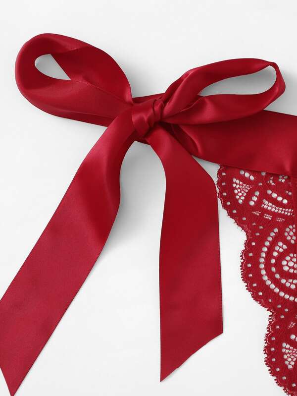 Scalloped Trim Tie Side Lingerie Set - INS | Online Fashion Free Shipping Clothing, Dresses, Tops, Shoes