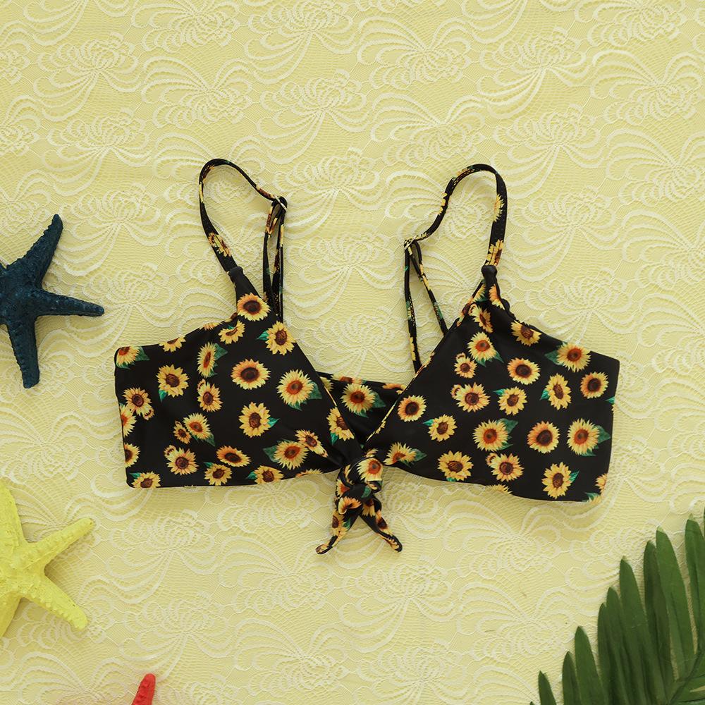 Sexy Sunflower Print Lace Up Split Bikini Set - Bikinis - INS | Online Fashion Free Shipping Clothing, Dresses, Tops, Shoes - 18/03/2021 - Beach - Bikini