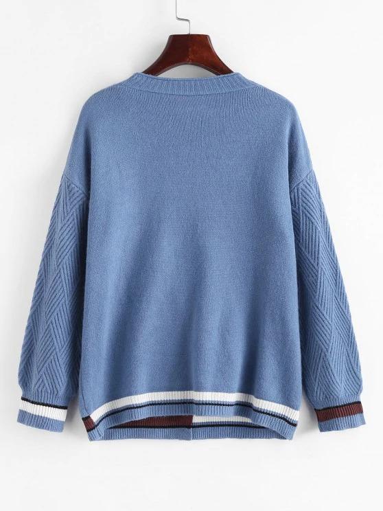 Single Breasted Drop Shoulder Striped Pocket Cardigan - INS | Online Fashion Free Shipping Clothing, Dresses, Tops, Shoes