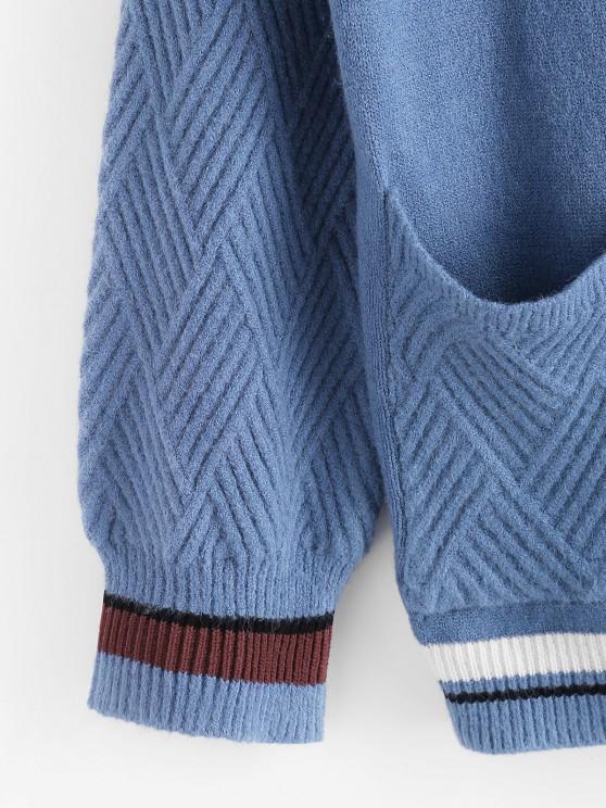 Single Breasted Drop Shoulder Striped Pocket Cardigan - INS | Online Fashion Free Shipping Clothing, Dresses, Tops, Shoes