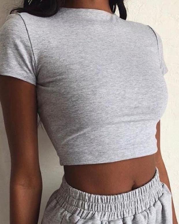 Solid Short Sleeve Casual Top & Short Set - Sets - INS | Online Fashion Free Shipping Clothing, Dresses, Tops, Shoes - 02/18/2021 - 2 piece sets - Black