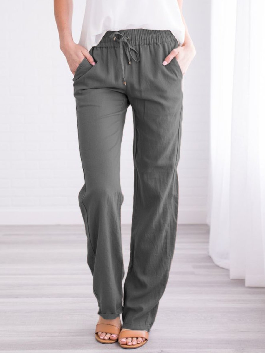 Solid Tie Casual Wide-leg Trousers - Pants - INS | Online Fashion Free Shipping Clothing, Dresses, Tops, Shoes - 10-20 - 15/07/2021 - Bottoms