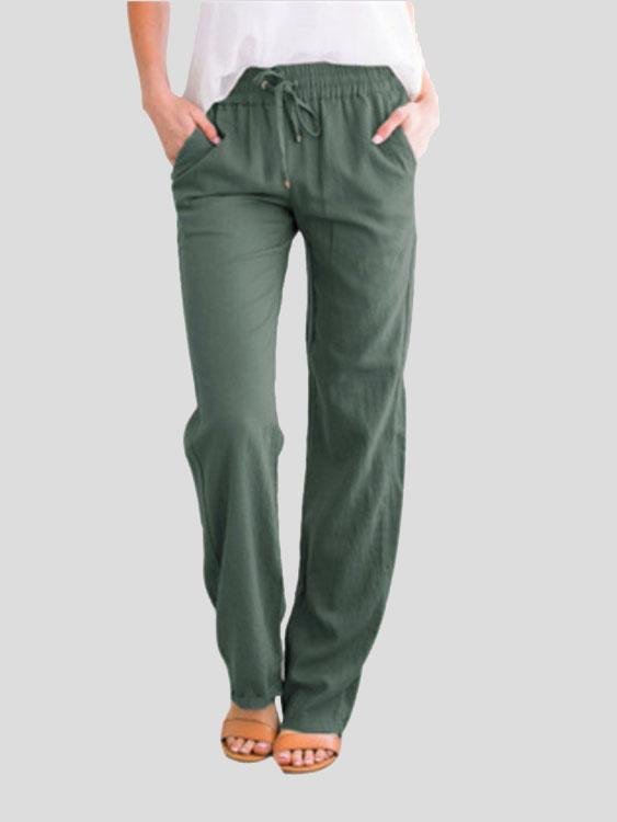 Solid Tie Casual Wide-leg Trousers - Pants - INS | Online Fashion Free Shipping Clothing, Dresses, Tops, Shoes - 10-20 - 15/07/2021 - Bottoms