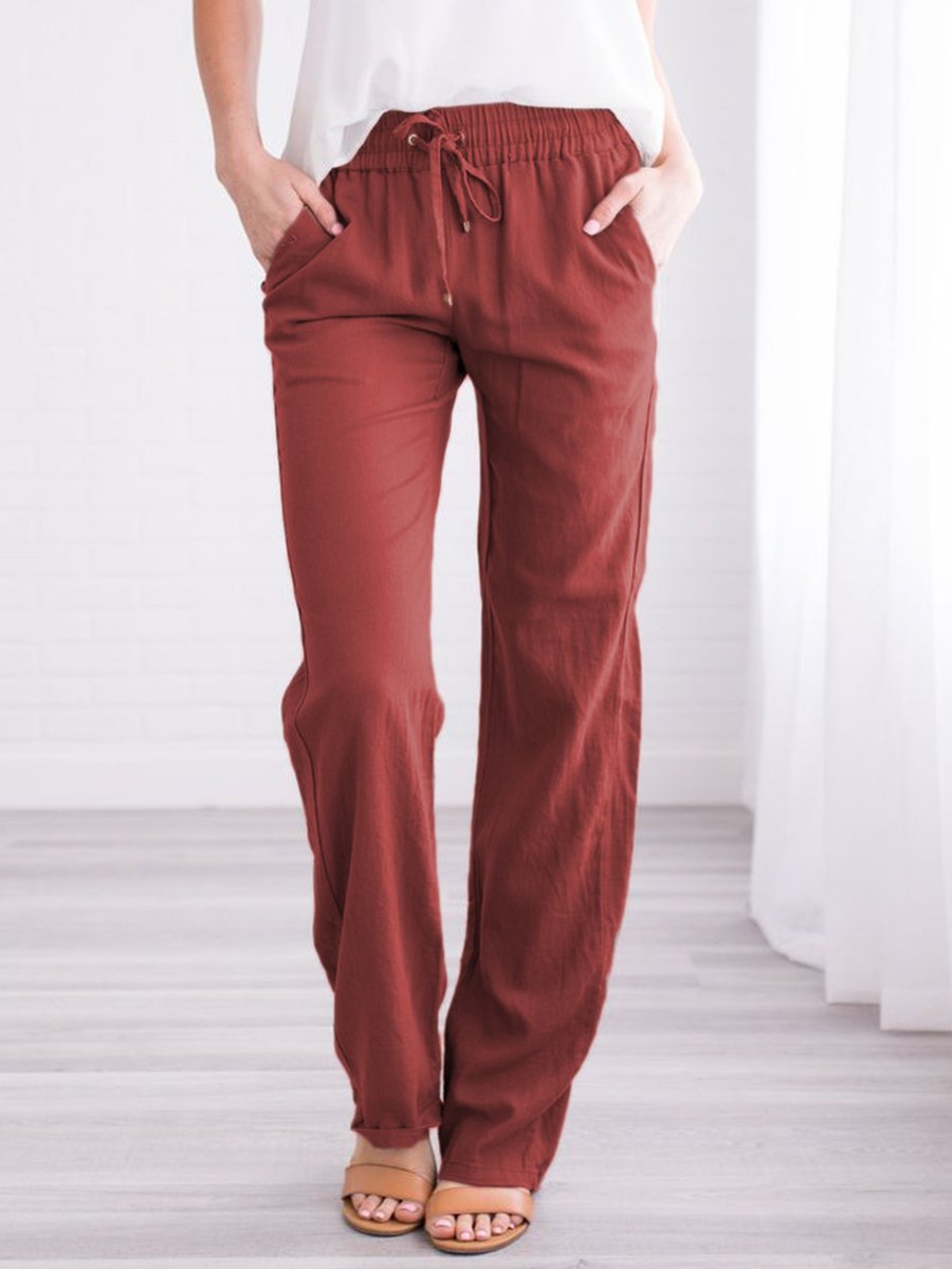 Solid Tie Casual Wide-leg Trousers - Pants - INS | Online Fashion Free Shipping Clothing, Dresses, Tops, Shoes - 10-20 - 15/07/2021 - Bottoms