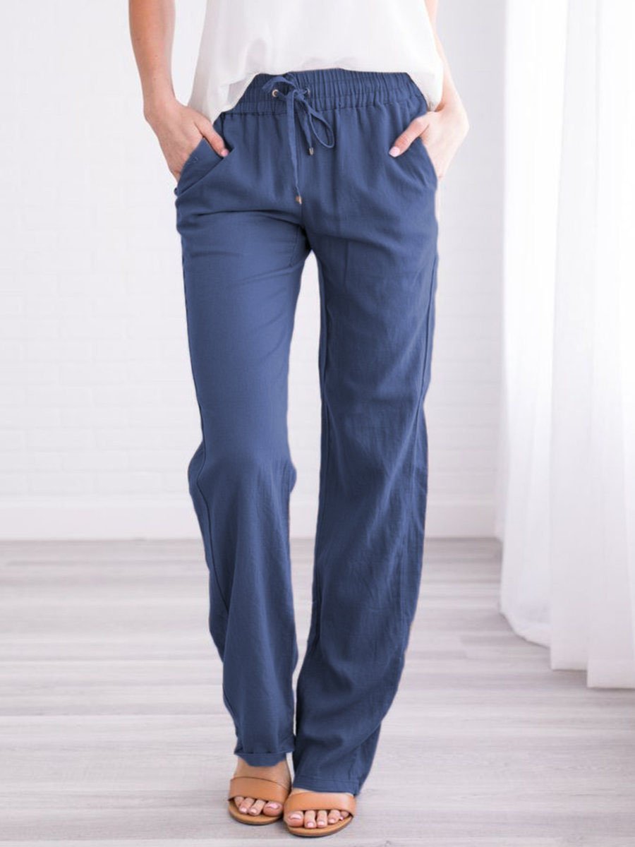 Solid Tie Casual Wide-leg Trousers - Pants - INS | Online Fashion Free Shipping Clothing, Dresses, Tops, Shoes - 10-20 - 15/07/2021 - Bottoms