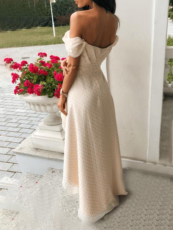 Tube Top Heart Neck Slit Irregular Raglan Sleeve Dress - Maxi Dresses - INS | Online Fashion Free Shipping Clothing, Dresses, Tops, Shoes - 21/07/2021 - 30-40 - color-apricot