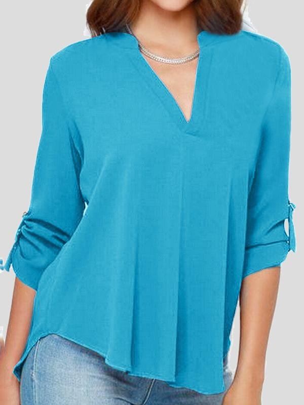V-neck Long-sleeved Chiffon Blouse - Blouses - INS | Online Fashion Free Shipping Clothing, Dresses, Tops, Shoes - 03/07/2021 - 10-20 - BLO2107031159