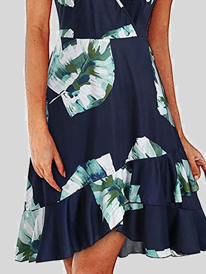 V-Neck Printed Sleeveless Suspender Dress - Mini Dresses - INS | Online Fashion Free Shipping Clothing, Dresses, Tops, Shoes - 10-20 - 18/06/2021 - Category_Mini Dresses