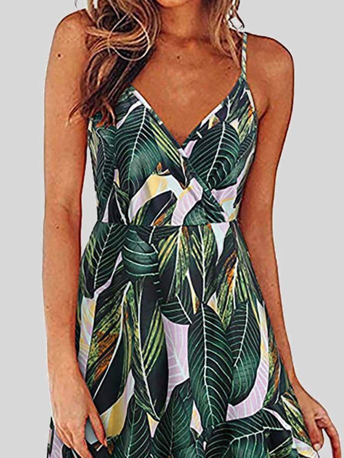 V-Neck Printed Sleeveless Suspender Dress - Mini Dresses - INS | Online Fashion Free Shipping Clothing, Dresses, Tops, Shoes - 10-20 - 18/06/2021 - Category_Mini Dresses