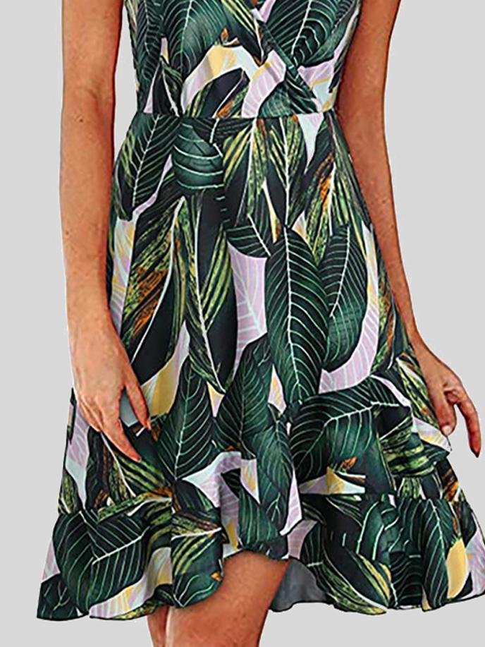 V-Neck Printed Sleeveless Suspender Dress - Mini Dresses - INS | Online Fashion Free Shipping Clothing, Dresses, Tops, Shoes - 10-20 - 18/06/2021 - Category_Mini Dresses