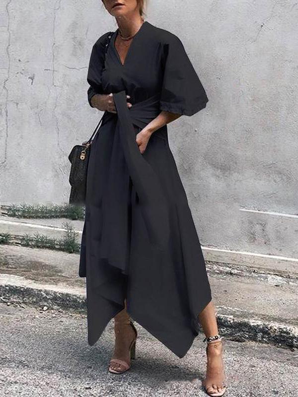 V-Neck Short Sleeve Irregular Maxi Dress - Maxi Dresses - INS | Online Fashion Free Shipping Clothing, Dresses, Tops, Shoes - 06/07/2021 - 30-40 - Category_Maxi Dresses