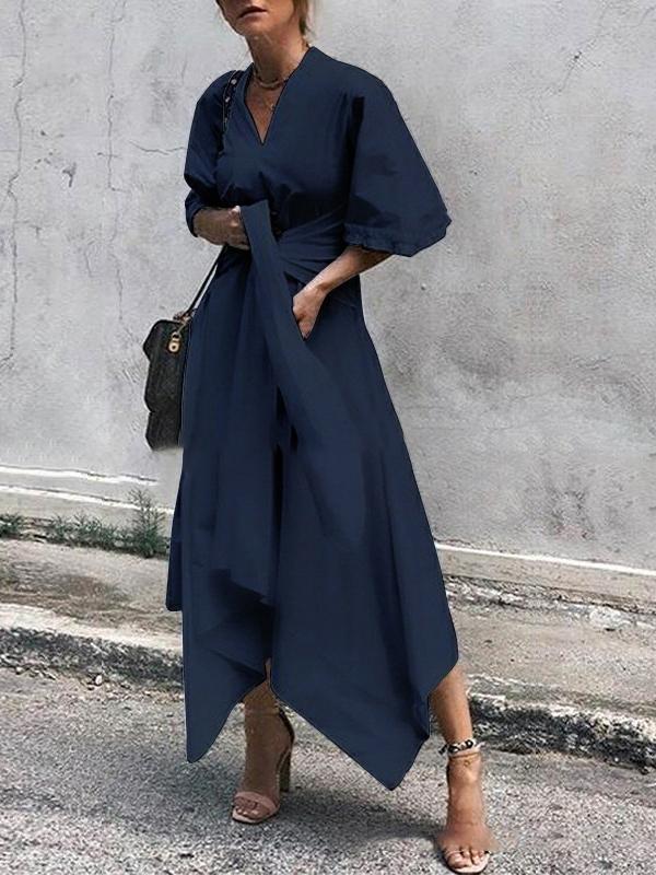 V-Neck Short Sleeve Irregular Maxi Dress - Maxi Dresses - INS | Online Fashion Free Shipping Clothing, Dresses, Tops, Shoes - 06/07/2021 - 30-40 - Category_Maxi Dresses