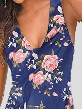 V-neck Sleeveless Print Mini Dress - Mini Dresses - INS | Online Fashion Free Shipping Clothing, Dresses, Tops, Shoes - 05/07/2021 - 10-20 - color-black