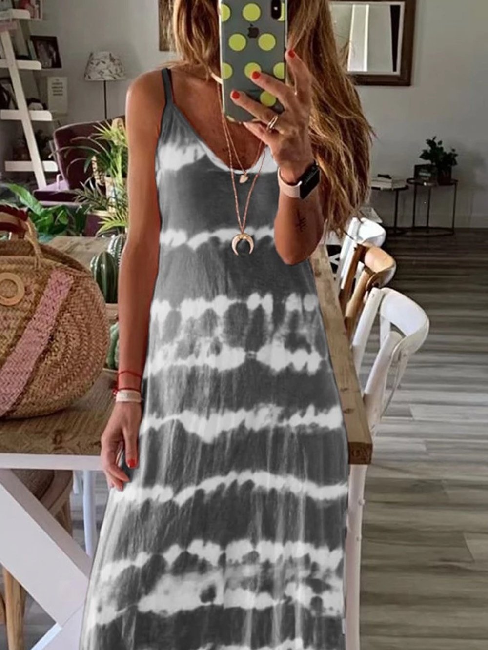 Vest Dress With Suspenders And Horizontal Stripes - Maxi Dresses - INS | Online Fashion Free Shipping Clothing, Dresses, Tops, Shoes - 05/19/2021 - Category_Maxi Dresses - Color_Gray