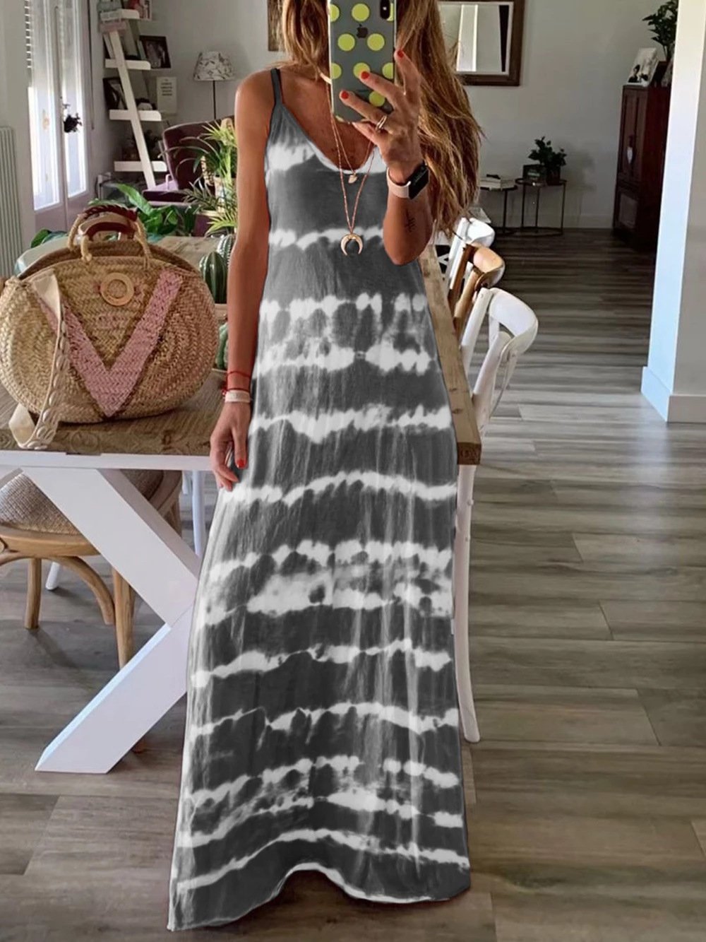 Vest Dress With Suspenders And Horizontal Stripes - Maxi Dresses - INS | Online Fashion Free Shipping Clothing, Dresses, Tops, Shoes - 05/19/2021 - Category_Maxi Dresses - Color_Gray