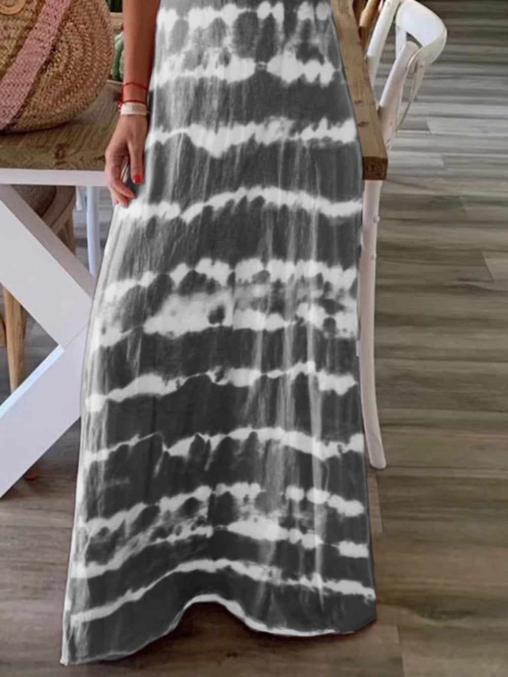 Vest Dress With Suspenders And Horizontal Stripes - Maxi Dresses - INS | Online Fashion Free Shipping Clothing, Dresses, Tops, Shoes - 05/19/2021 - Category_Maxi Dresses - Color_Gray