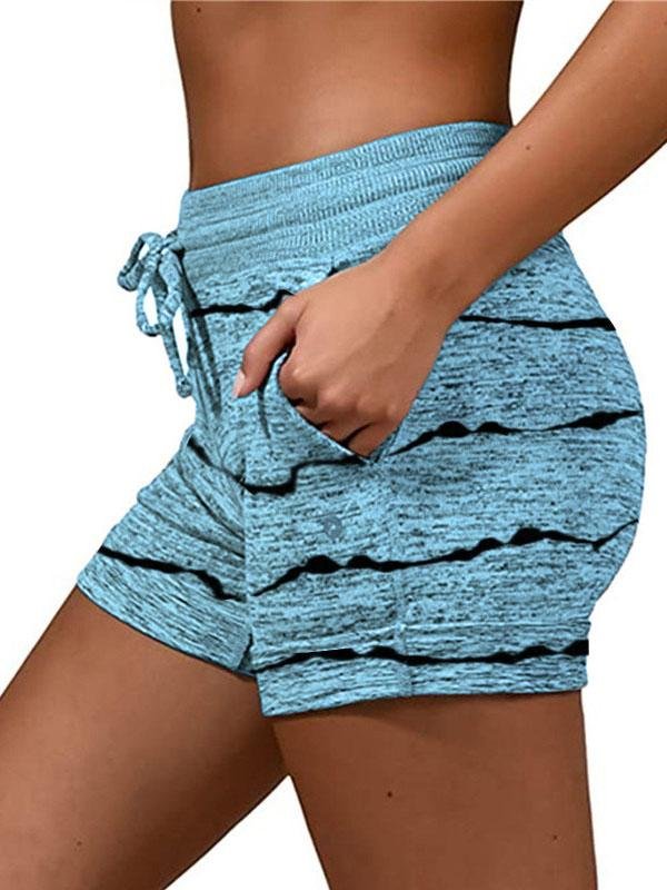 Women Casual Stripe Printed Drawstring Shorts - Shorts - INS | Online Fashion Free Shipping Clothing, Dresses, Tops, Shoes - 12/05/2021 - 120521 - Color_Light Gray