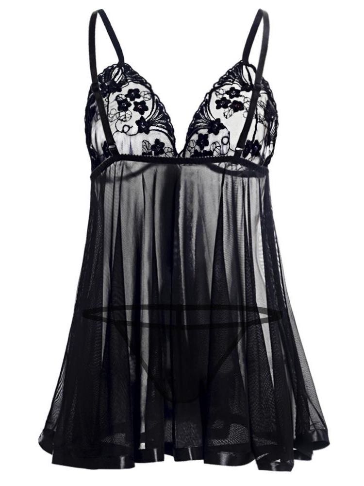 Women Embroidered Sequin Lace Stripe Lingerie - INS | Online Fashion Free Shipping Clothing, Dresses, Tops, Shoes