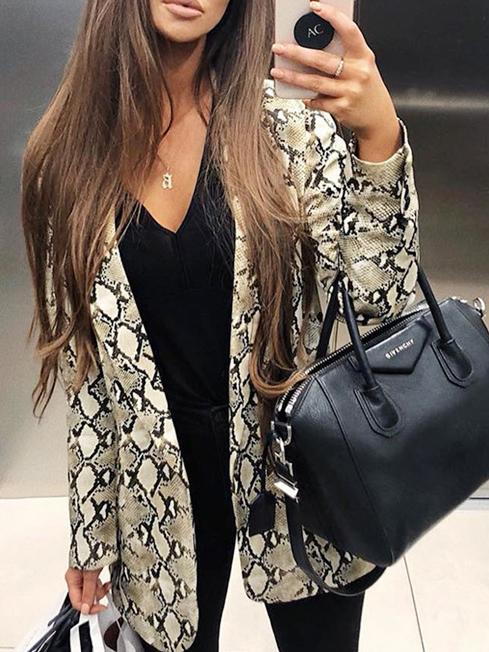 Women's Blazer Snake Print Lapel Long Sleeve Slim Blazer - Blazers - INS | Online Fashion Free Shipping Clothing, Dresses, Tops, Shoes - 27/10/2021 - 30-40 - BLA2110271160