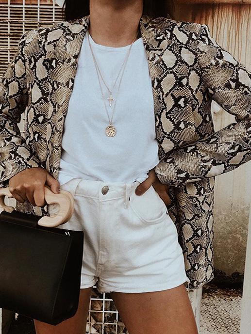 Women's Blazer Snake Print Lapel Long Sleeve Slim Blazer - Blazers - INS | Online Fashion Free Shipping Clothing, Dresses, Tops, Shoes - 27/10/2021 - 30-40 - BLA2110271160