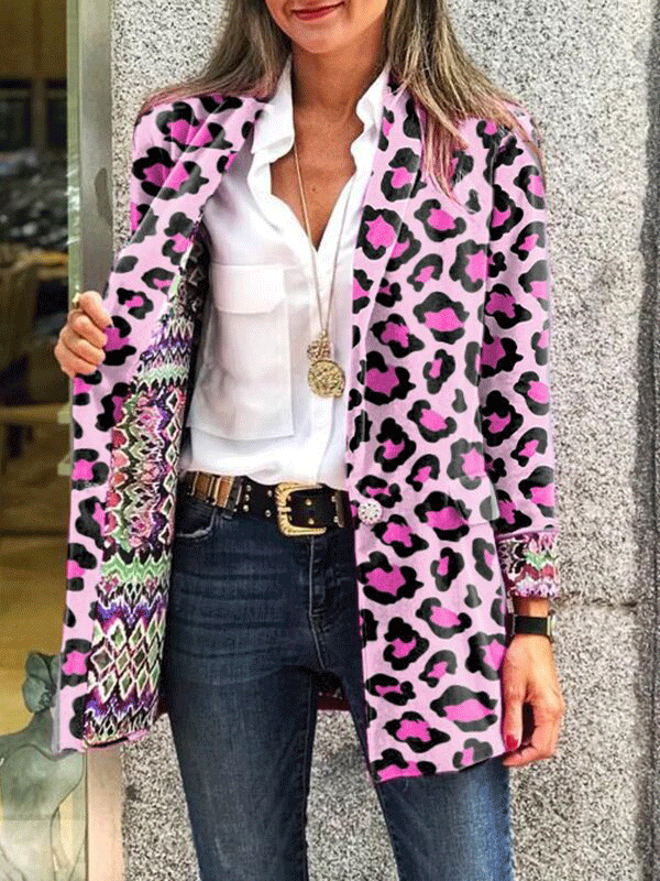 Women's Blazers Double-Sided Printing Lapel Button Blazer - Blazers - Instastyled | Online Fashion Free Shipping Clothing, Dresses, Tops, Shoes - 09/12/2021 - 40-50 - BLA2112091184