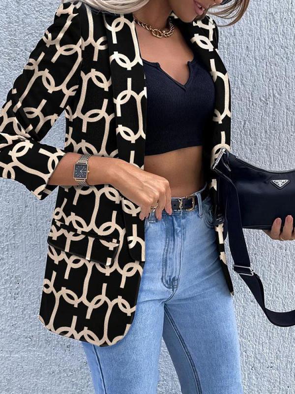 Women's Blazers Fashion Printed Lapel Long Sleeve Blazer - Blazers - INS | Online Fashion Free Shipping Clothing, Dresses, Tops, Shoes - 15/11/2021 - BLA2111151177 - Blazers