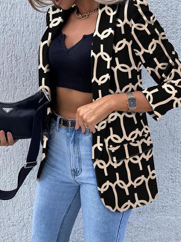 Women's Blazers Fashion Printed Lapel Long Sleeve Blazer - Blazers - INS | Online Fashion Free Shipping Clothing, Dresses, Tops, Shoes - 15/11/2021 - BLA2111151177 - Blazers