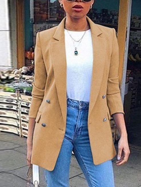 Women's Blazers Solid Lapel Button Long Sleeve Blazers - Blazers - Instastyled | Online Fashion Free Shipping Clothing, Dresses, Tops, Shoes - 09/12/2021 - 20-30 - BLA2112091183
