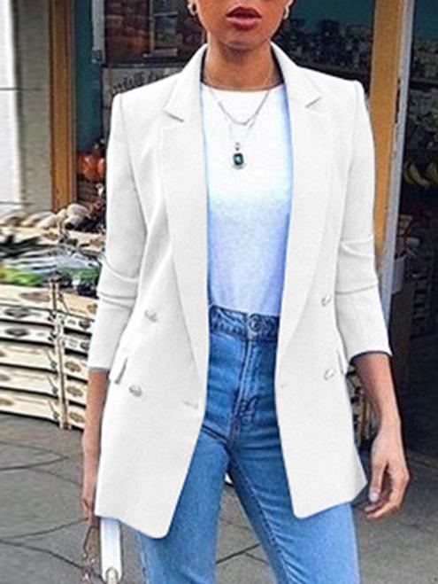 Women's Blazers Solid Lapel Button Long Sleeve Blazers - Blazers - Instastyled | Online Fashion Free Shipping Clothing, Dresses, Tops, Shoes - 09/12/2021 - 20-30 - BLA2112091183