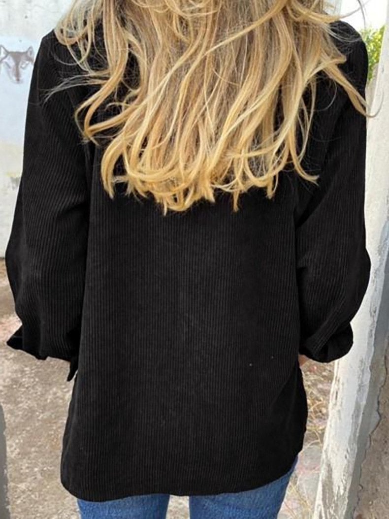 Women's Blouses Corduroy Rivet Long Sleeve Button Pocket Blouse - Blouses - INS | Online Fashion Free Shipping Clothing, Dresses, Tops, Shoes - 22/10/2021 - 30-40 - Blouses
