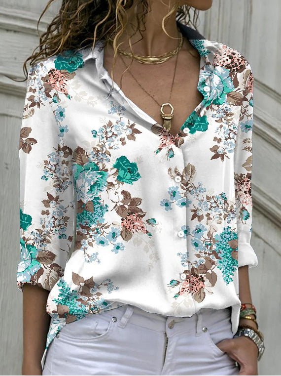 Women's Blouses Floral Print Button Long Sleeve Blouse - Blouses - Instastyled | Online Fashion Free Shipping Clothing, Dresses, Tops, Shoes - 20-30 - 28/02/2022 - BLO2202281602