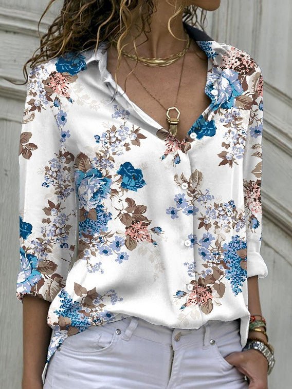 Women's Blouses Floral Print Button Long Sleeve Blouse - Blouses - Instastyled | Online Fashion Free Shipping Clothing, Dresses, Tops, Shoes - 20-30 - 28/02/2022 - BLO2202281602