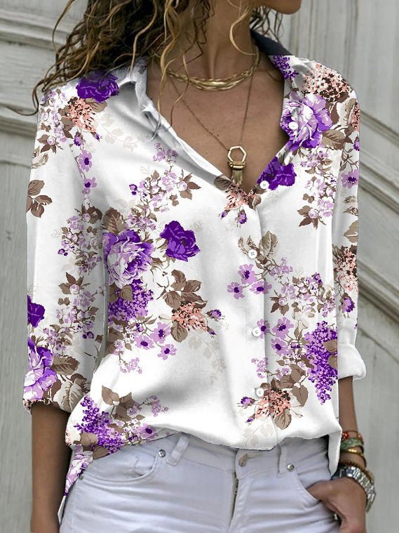Women's Blouses Floral Print Button Long Sleeve Blouse - Blouses - Instastyled | Online Fashion Free Shipping Clothing, Dresses, Tops, Shoes - 20-30 - 28/02/2022 - BLO2202281602