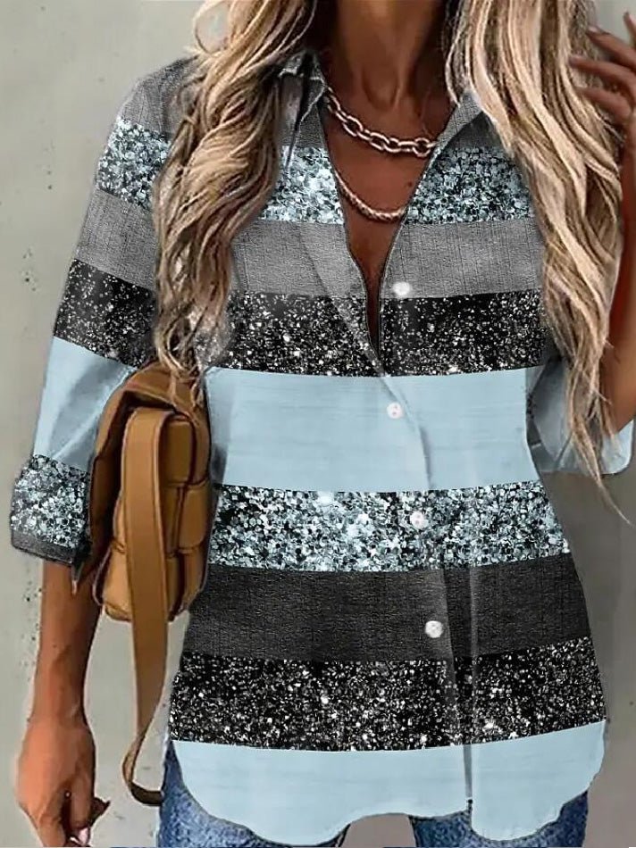 Women's Blouses Lapel Print Button Long Sleeve Blouse - Blouses - Instastyled | Online Fashion Free Shipping Clothing, Dresses, Tops, Shoes - 20-30 - 23/02/2022 - Blouses