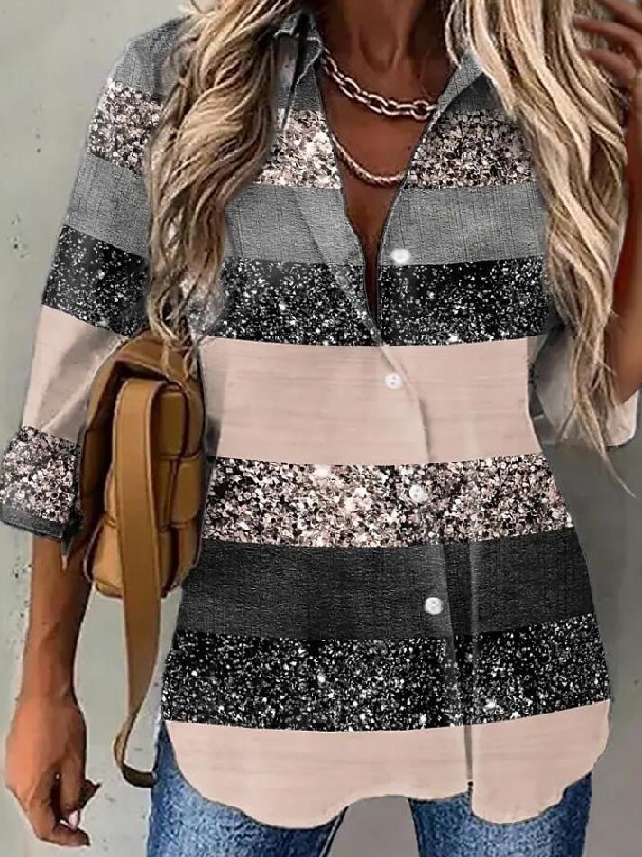 Women's Blouses Lapel Print Button Long Sleeve Blouse - Blouses - Instastyled | Online Fashion Free Shipping Clothing, Dresses, Tops, Shoes - 20-30 - 23/02/2022 - Blouses