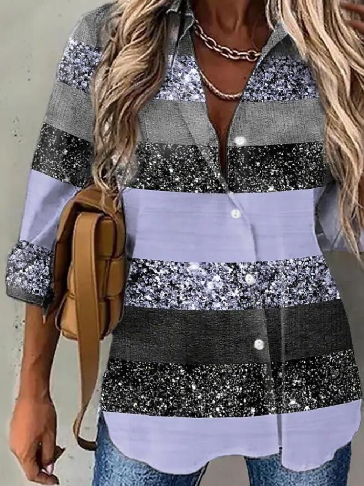 Women's Blouses Lapel Print Button Long Sleeve Blouse - Blouses - Instastyled | Online Fashion Free Shipping Clothing, Dresses, Tops, Shoes - 20-30 - 23/02/2022 - Blouses