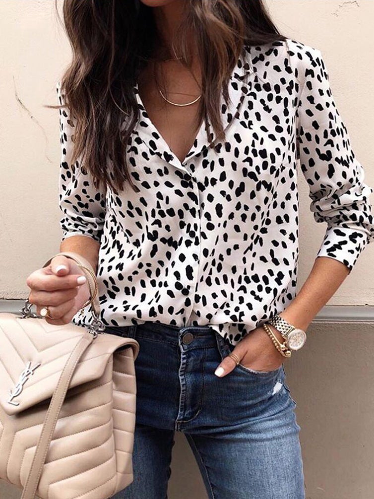 Women's Blouses Leopard Print Button Long Sleeve Blouse - Blouses - Instastyled | Online Fashion Free Shipping Clothing, Dresses, Tops, Shoes - 18/12/2021 - BLO2112181492 - Blouses