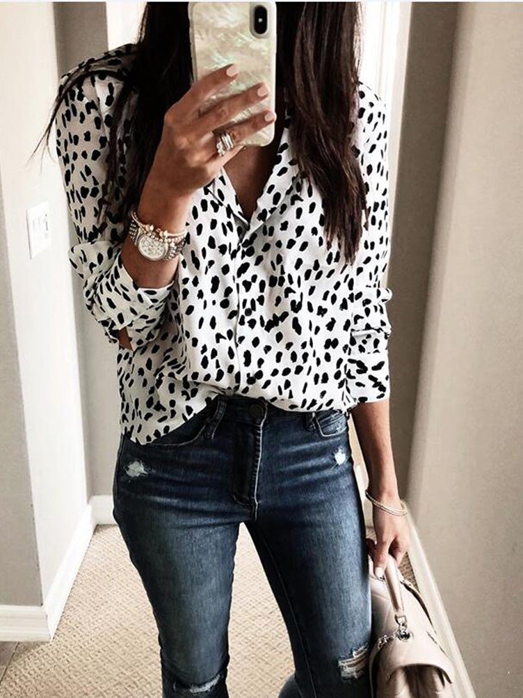 Women's Blouses Leopard Print Button Long Sleeve Blouse - Blouses - Instastyled | Online Fashion Free Shipping Clothing, Dresses, Tops, Shoes - 18/12/2021 - BLO2112181492 - Blouses