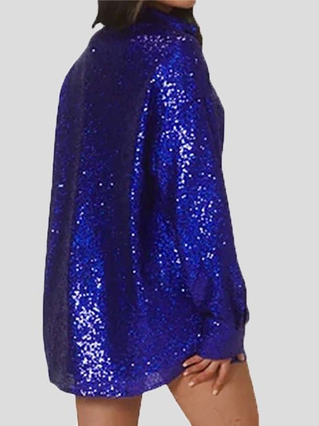 Women's Blouses Loose Bright Silk Lapel Button Long Sleeve Blouse - Blouses - Instastyled | Online Fashion Free Shipping Clothing, Dresses, Tops, Shoes - 20/01/2022 - 40-50 - BLO2201201556