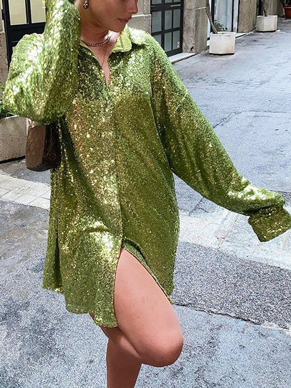 Women's Blouses Loose Bright Silk Lapel Button Long Sleeve Blouse - Blouses - Instastyled | Online Fashion Free Shipping Clothing, Dresses, Tops, Shoes - 20/01/2022 - 40-50 - BLO2201201556