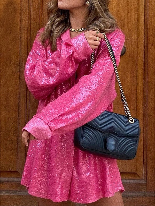 Women's Blouses Loose Bright Silk Lapel Button Long Sleeve Blouse - Blouses - Instastyled | Online Fashion Free Shipping Clothing, Dresses, Tops, Shoes - 20/01/2022 - 40-50 - BLO2201201556