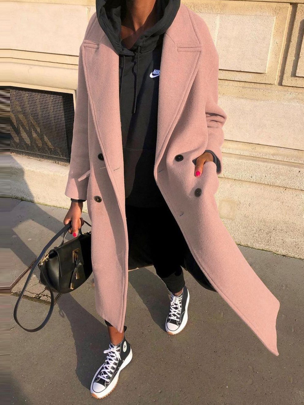 Women's Coats Lapel Solid Pocket Button Long Woolen Coat - Coats & Jackets - Instastyled | Online Fashion Free Shipping Clothing, Dresses, Tops, Shoes - 07/12/2021 - COA2112071347 - Coats & Jackets