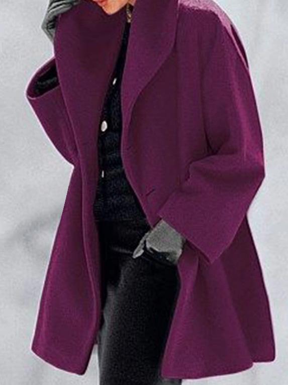 Women's Coats Loose Solid Button Hooded Woolen Coat - Coats & Jackets - INS | Online Fashion Free Shipping Clothing, Dresses, Tops, Shoes - 16/09/2021 - 20-30 - COA2109161155