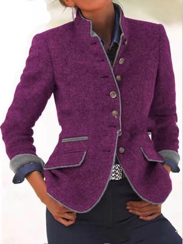 Women's Coats Slim Button Long Sleeve Woolen Coat - Coats & Jackets - INS | Online Fashion Free Shipping Clothing, Dresses, Tops, Shoes - 26/10/2021 - 30-40 - COA2110261252
