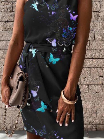 Women's Dresses Butterfly Print Sleeveless Strapless Tight Dress - Midi Dresses - INS | Online Fashion Free Shipping Clothing, Dresses, Tops, Shoes - 18/09/2021 - 30-40 - Category_Midi Dresses