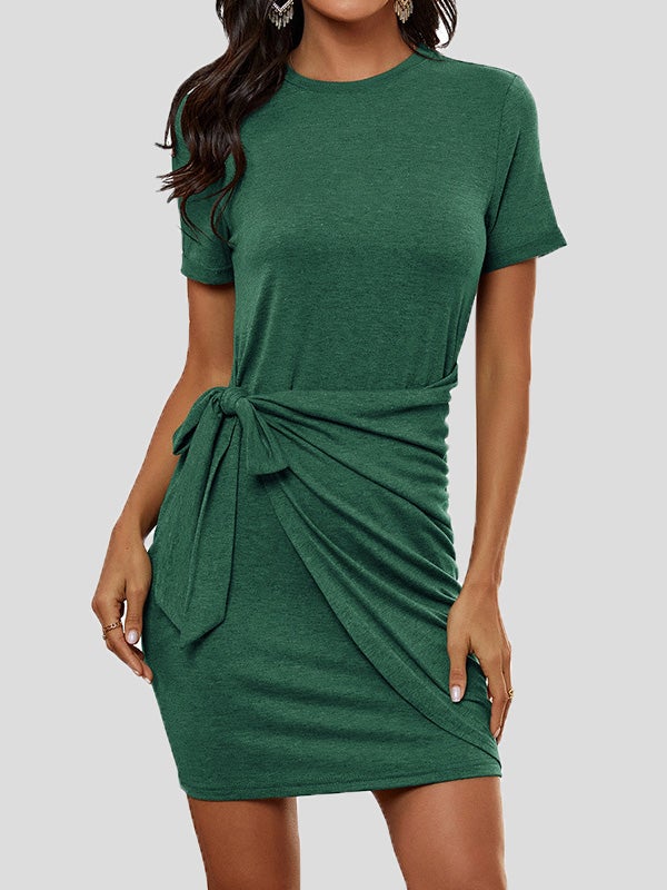 Women's Dresses Casual Solid Knotted Short Sleeve Dress - Mini Dresses - Instastyled | Online Fashion Free Shipping Clothing, Dresses, Tops, Shoes - 20-30 - 20/01/2022 - color-black