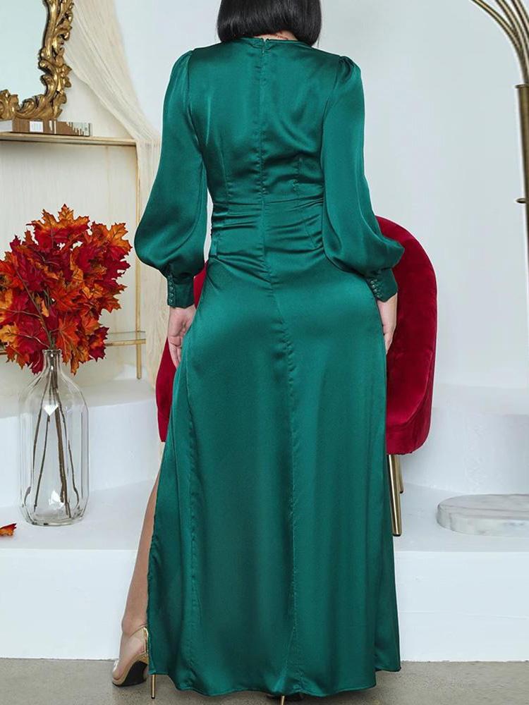 Women's Dresses Deep V-Neck Long Sleeve Split Dress - Maxi Dresses - INS | Online Fashion Free Shipping Clothing, Dresses, Tops, Shoes - 14/09/2021 - 40-50 - Category_Maxi Dresses